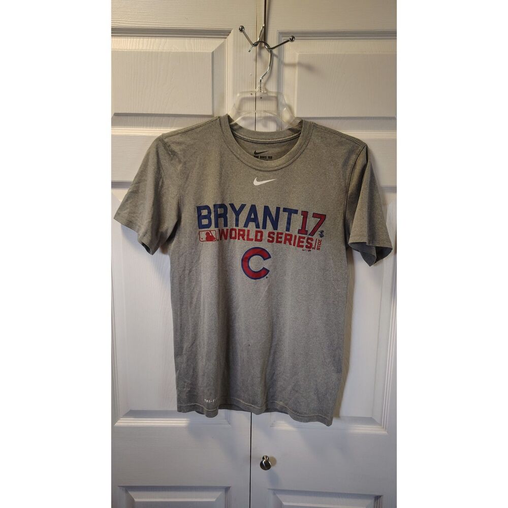 Nike Chicago Cubs Kris Bryant 17 2016 World Series Dri-FIT Gray Men's Small